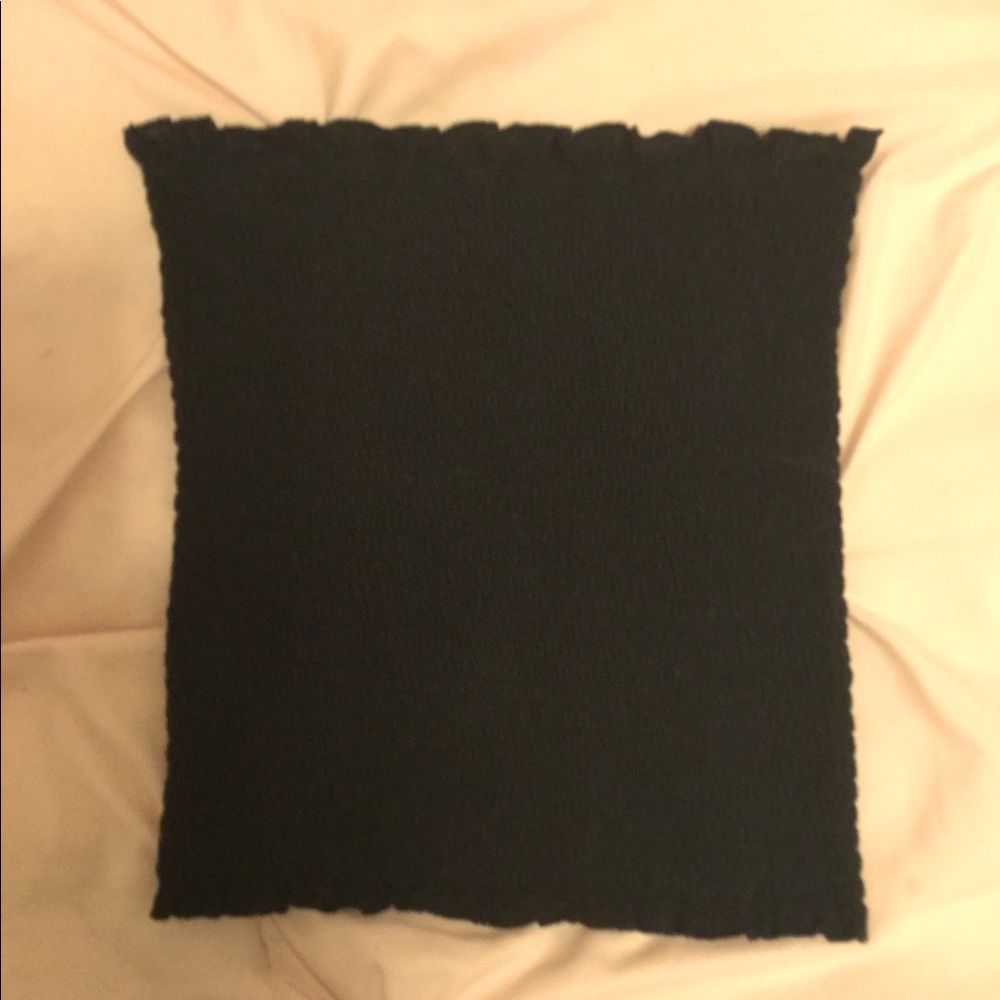 Black ribbed shirred tube top